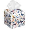 Black Cats Tissue Box Cover Square,Leather Tissue Holder with Bottom Belt,Waterproof Leather Facial Paper Organizer Tissue Box Cover for Home Office