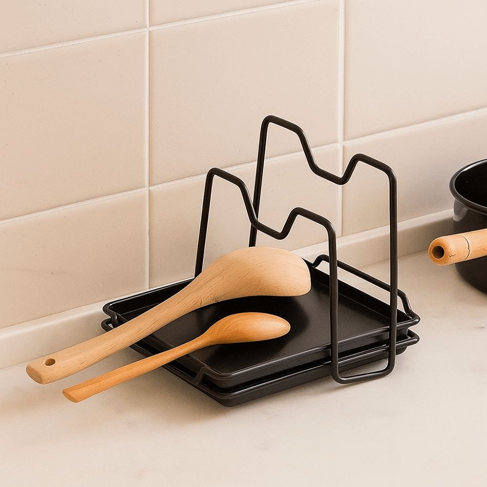 Iron Pot Lid Storage Rack Rustproof Cutting Board Stand Utensil Storage Rack  Countertop