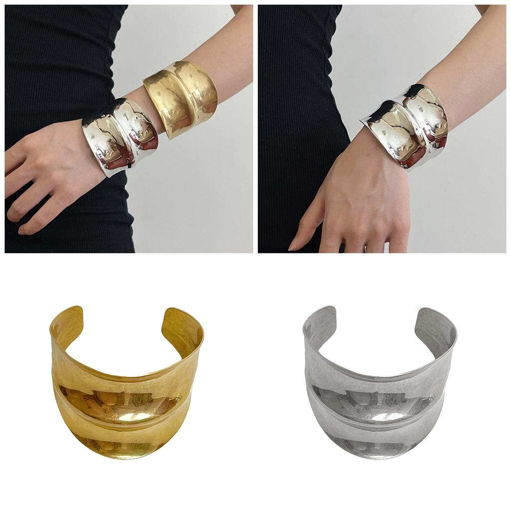 Irregular Geometric Arm Cuff Bracelet Gold Tone Metal Comfortable Wear Jewelry Accessory for Fashionable Women