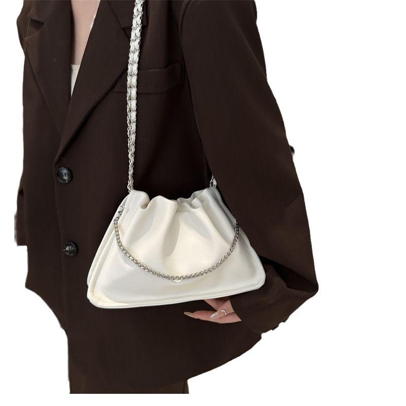 Niche pleated bag women's summer 2025 new trendy Korean retro chain underarm bag versatile shoulder messenger bag