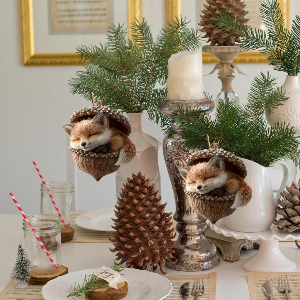Animal Christmas Ornaments 2D Cute Christmas Acrylic Pendant Animal Owl Squirrel Hedgehog Bunny Bird WildlifeOrnaments