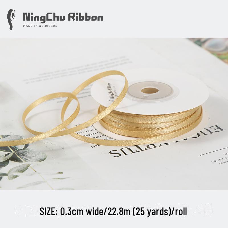 3mm Double-Sided Satin Silk Ribbon for DIY Gifts, Bows, Bouquets, and Baking Packaging
