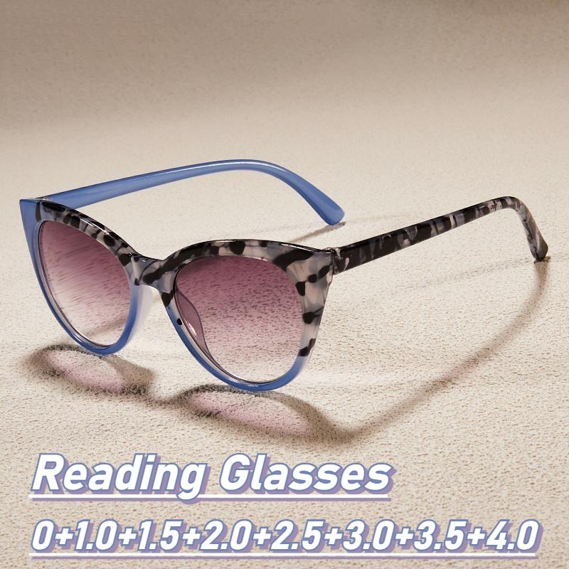 Retro Fashion Cat Eye Presbyopia Glasses Fashion Gradient Reading Glasses UV Resistant Sunglasses 0 To+4.0
