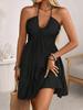 2026 Summer European & American Style Women's Spaghetti Strap Ruffle Patchwork Sexy Off-the-Shoulder Dress