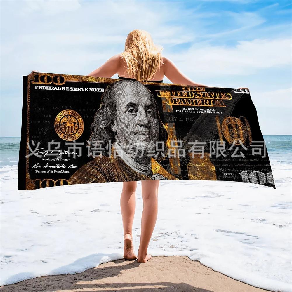 Vintage Dollar Print Beach Towel Beach Quick Drying Bath Towel Microfiber Beach Towel Seaside