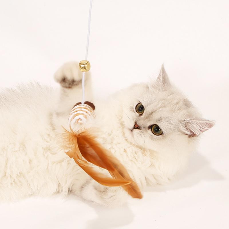 Cat Toys Feather Toys Kitten Funny Colorful Rod Cat Wand Toys Wood Pet Cat Toys Interactive Stick Pet Cat Supplies