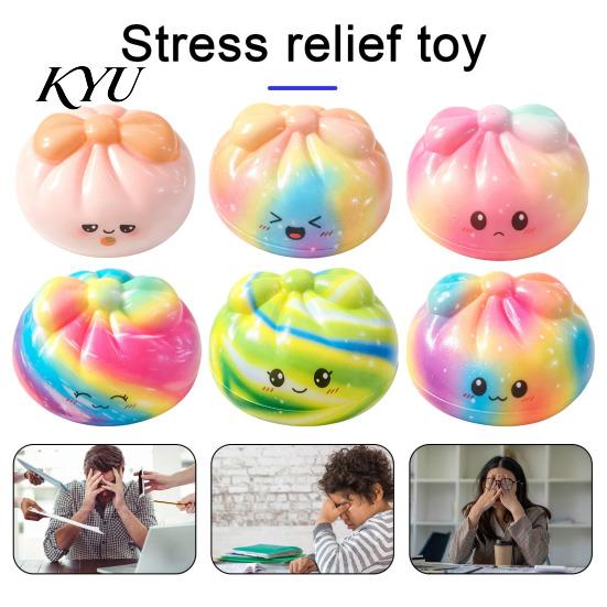 Fun Party Favors for Friends Colorful Bun Squeeze Toy, Soft Sensory Fidget Cute Calming Tools Focus Stress Relief Toy Adults Kids Anxiety TPR Balls