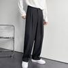 Button Zipper Fly Pockets Loose Korean Style Suit Pants Spring Autumn Mid-Waist Straight Wide Leg Casual Trousers