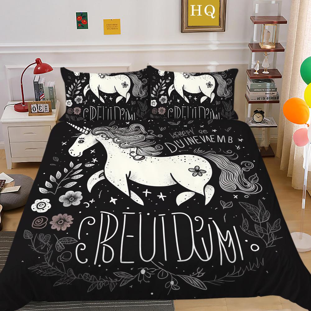 

Комплект пододеяльников с милым 3D-принтом в виде единорога, модное молодежное полиэстеровое украшение для спальни, покрывало полного размера EU Single 135x200cm