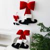 Yousheng Black Boot Velvet Bow Christmas Ornaments Festive Wall Hanging Decoration for Tree Soft Plush Holiday Accents