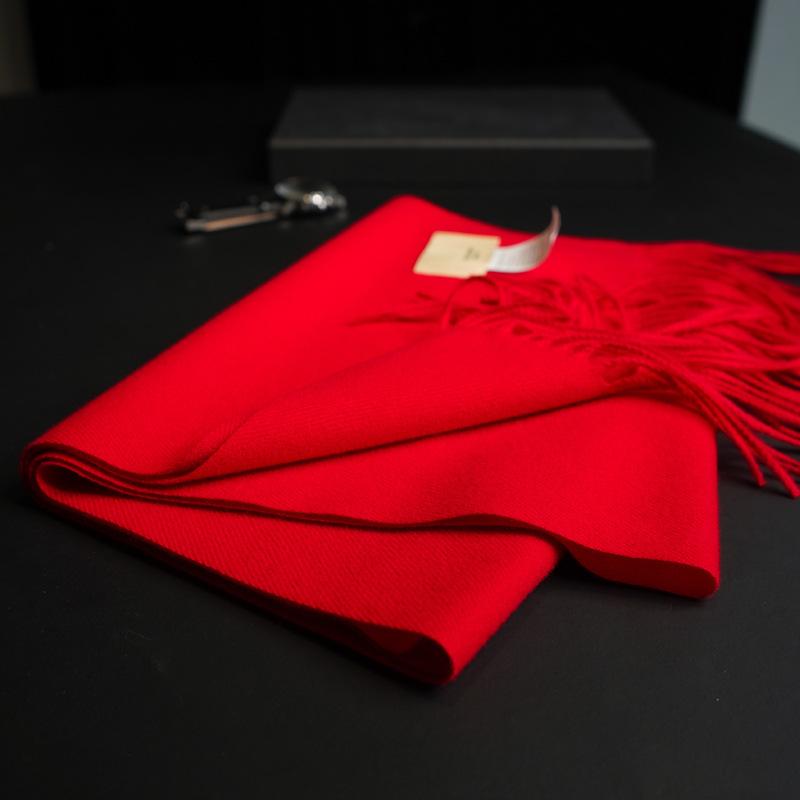 China Red Scarf Warm Logo Natal Year Party Company Activities Imitation Cashmere Shawl Men and Women Winter Solid Color