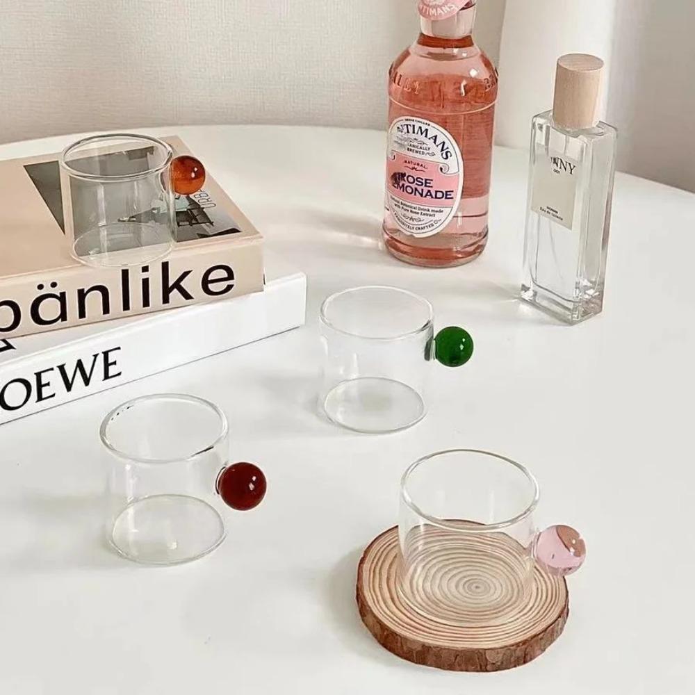 6PC Espresso Tassen Kleine Tee Tasse Set Hitze Beständig Glas Teetassen Eimer Tisch Dekor 110ml Kapazität