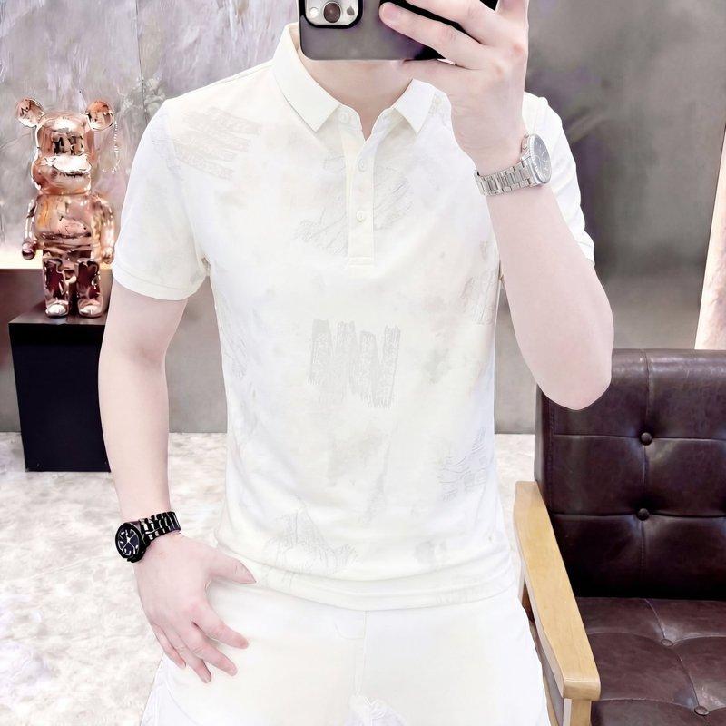 Summer Men s Fashion Casual Lapel Collar Short Sleeve T-Shirt Trendy Versatile M