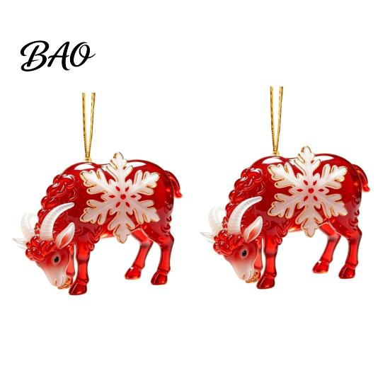 2D Acrylic Pendants Christmas Sheep Hanging Ornament with Snowflake Decor, Flat Pendant Ornaments Rope for Holiday Tree Party Supplies Festive