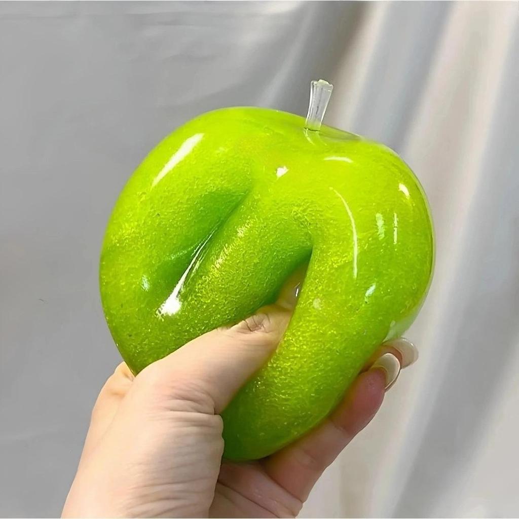 Green Apple Slushie Squishy Toy, Crunchy Moldable Non-rebound Fidget Toy for Stress Relief