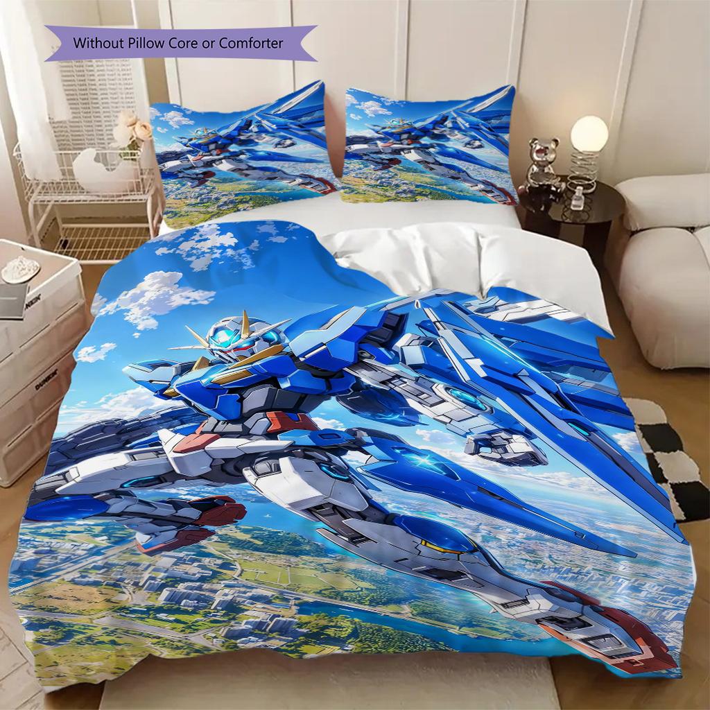 Gundam Robot Print Soft Comfortable Duvet Cover, Children's Bedding Set Gift, Extra Large Size, Various Sizes Available LXR105