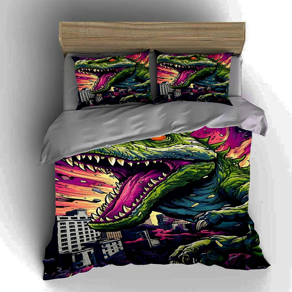 Dinosaur city destruction. Bedding Duvet cover sets Duvet covers Pillowcases gifts (1 * Duvet Cover 2 * Pillowcases, without duvet insert)