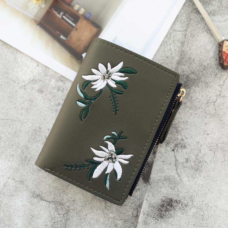 New Fashion Lady Wallet Mini Embroidered Short Trend Personality Wallet
