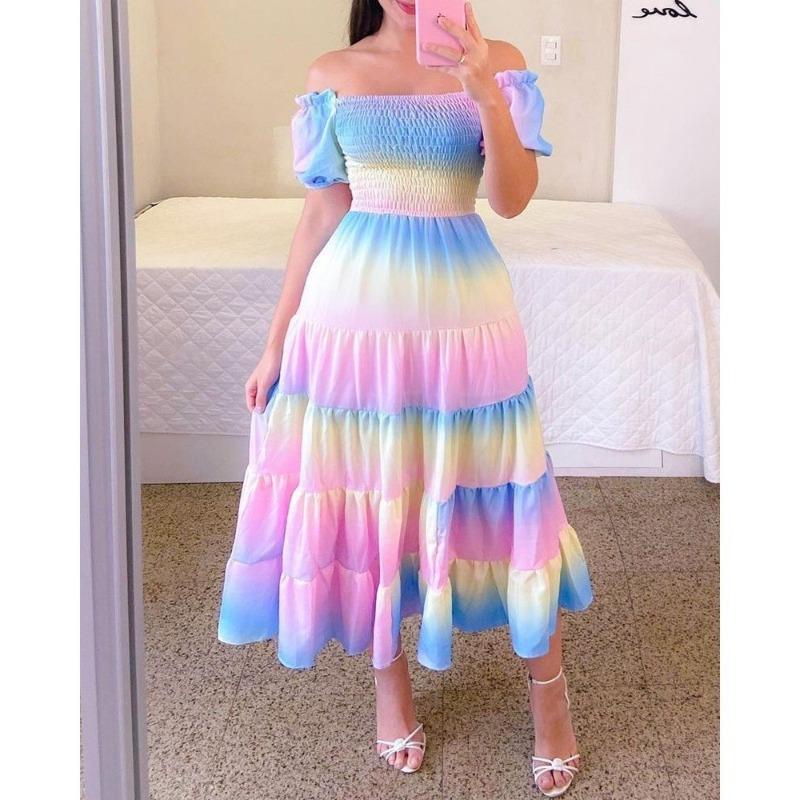 2 Spring and summer new dresses literary and fresh printing fashionable women s clothing S