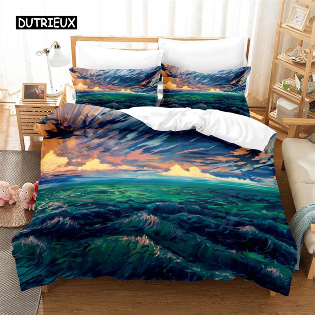 Seaside City Bedding Set Duvet Cover Set 3d Bedding Digital Printing Bed Linen Queen Size Bed Set  Fashion Design