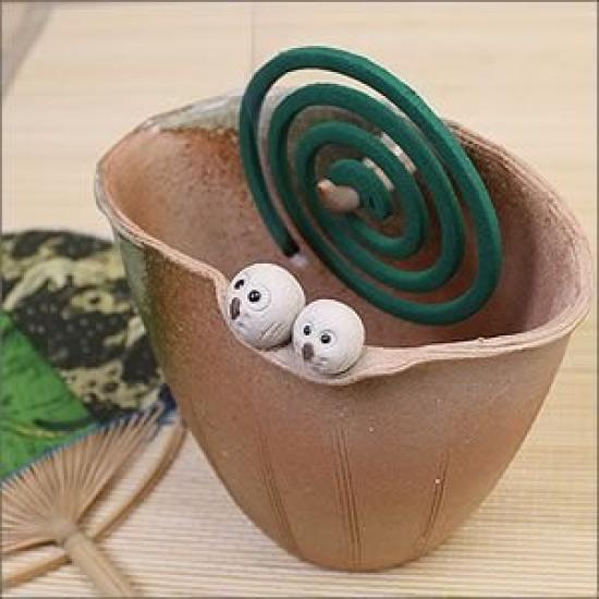 

Shigaraki ware forest pair of owls mosquito burner [kr-0019]