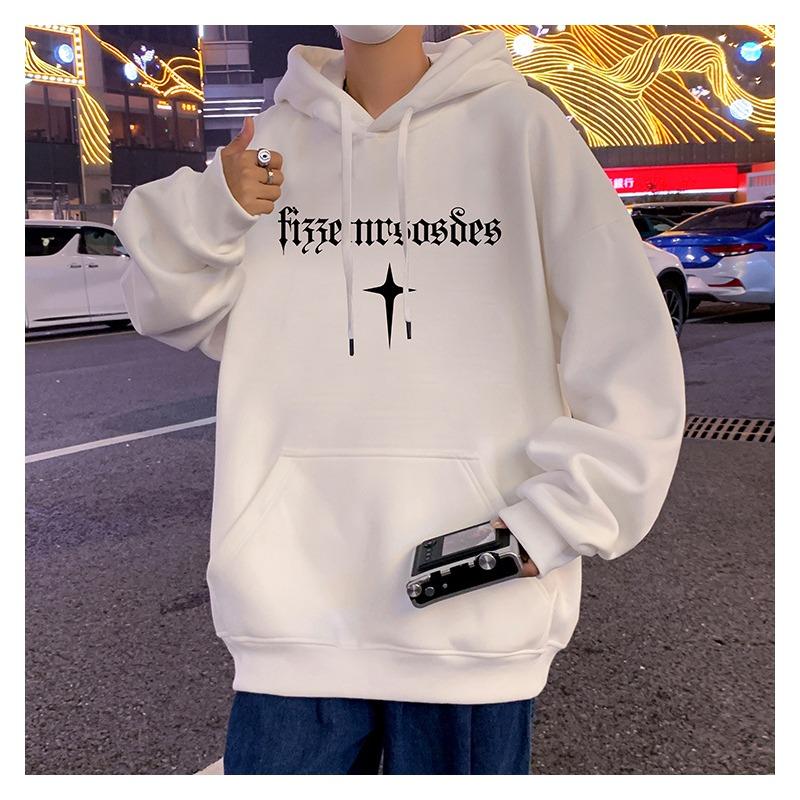 Vintage American Oversize Fleece Hooded Sweatshirt Men Casual Couple Top