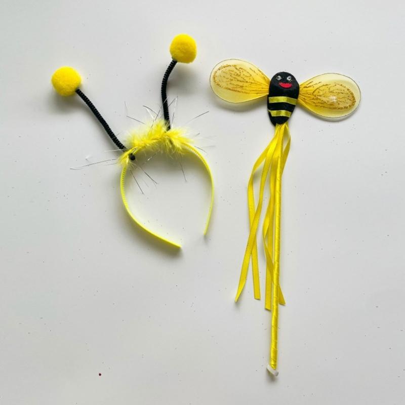 4Pieces Bees Costume for Adult Women Honeybee Costume Set Halloween Cosplay Costume Fun Pretend Play Accessories