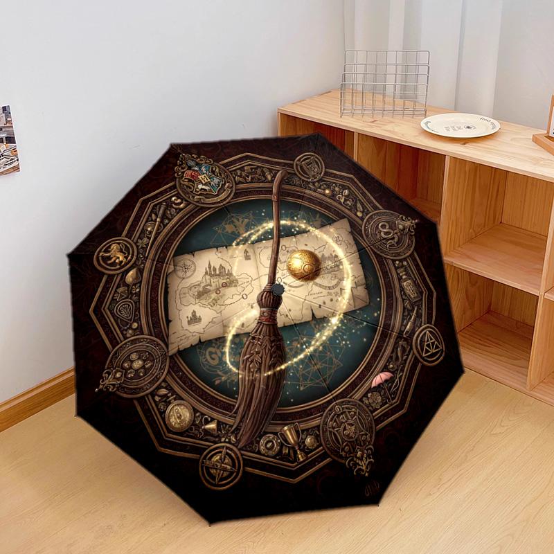 1 PC Automatic Folding Umbrella - Cartoon Pattern, Portable & Foldable Design with 9 Ribs, Christmas Birthday Gifts