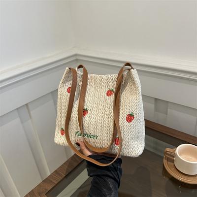Beautiful Shoulder Bag Fashionable Commuting Large Capacity Bag for Women New Style Straw Woven Beach Tote Bag