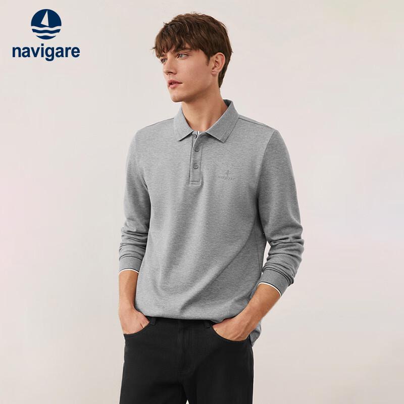 Navigare Men's 100% Cotton Long Sleeve Polo Shirt