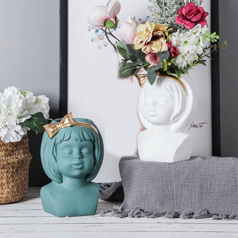 Flower Pot Silicone Mold Bowknot Girl Succulent Planter Concrete Mold DIY Craft Resin Epoxy Mold DIY Pen Holder Decor