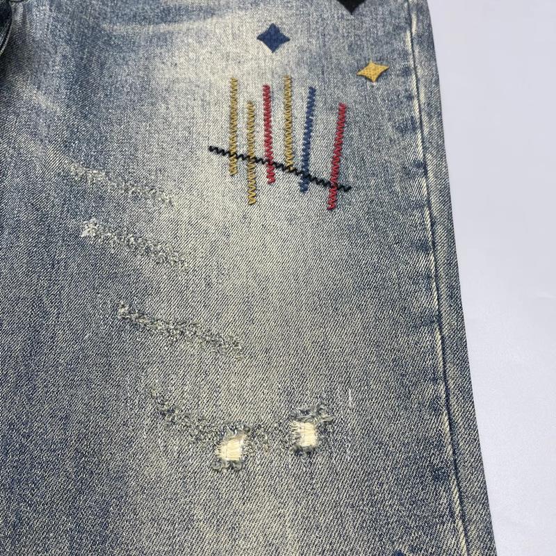 Jeans Rotos Lavados Retro para Hombre Tendencia Sueltos Estampados Rectos