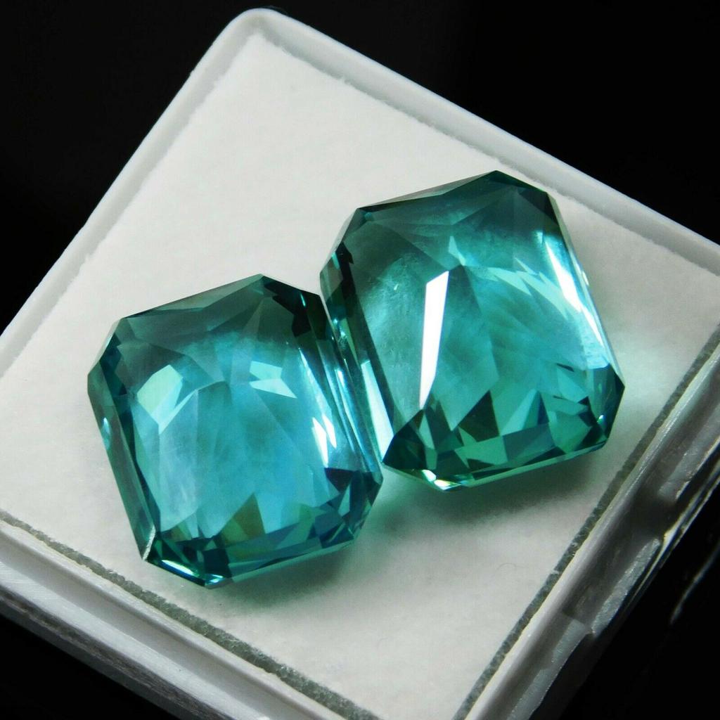 20.10 Ct Natural Grandidierite Loose Gemstone CERTIFIED Green Emerald Cut Pair A-72111h0