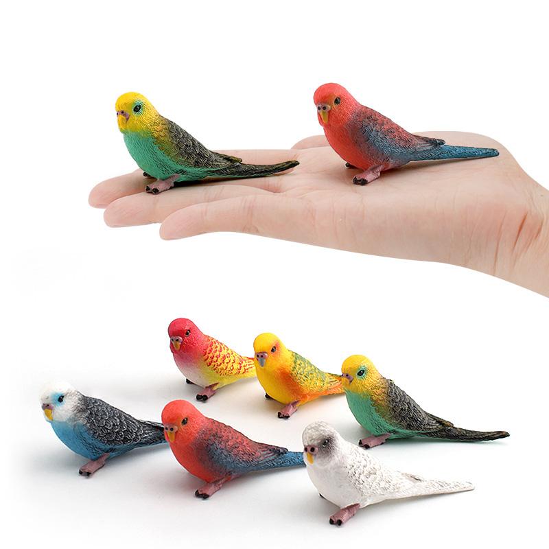 2pcs Simulated Miniature Bird Parrot Figure Model Fairy Garden Decoration Ornament Toy