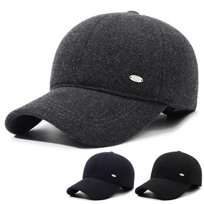 Autumn Winter Men's Ear Protection Cotton Cap Velvet Warm Baseball Cap Middle-Aged and Elderly Outdoor Windproof Cold-Proof Cap