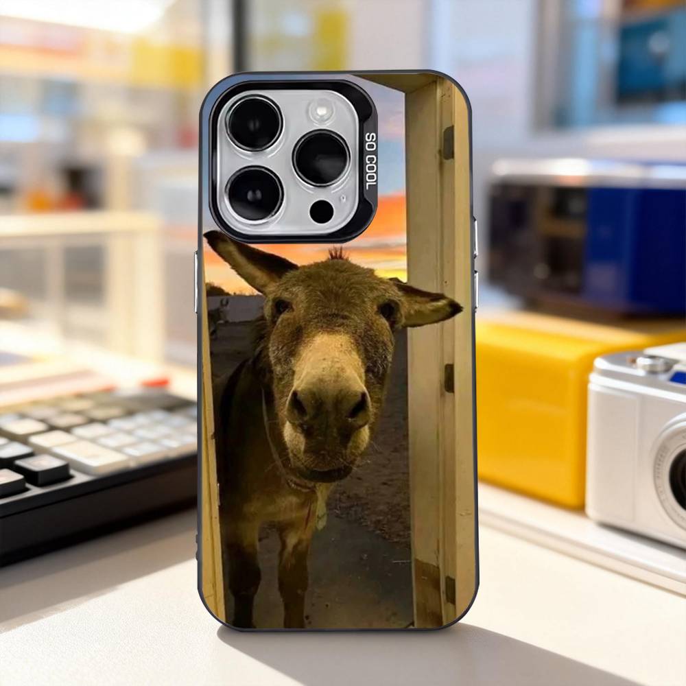 Funny Donkey Cute For iPhone 11,12,13,14,15,16,17,Pro,Max,Plus,E,Air,Mini Phone Case IMD Matte Black