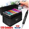 120 Farben Doppelspitze Twin Beide Seiten Marker Stifte Set Künstler Skizze Wasser Malerei