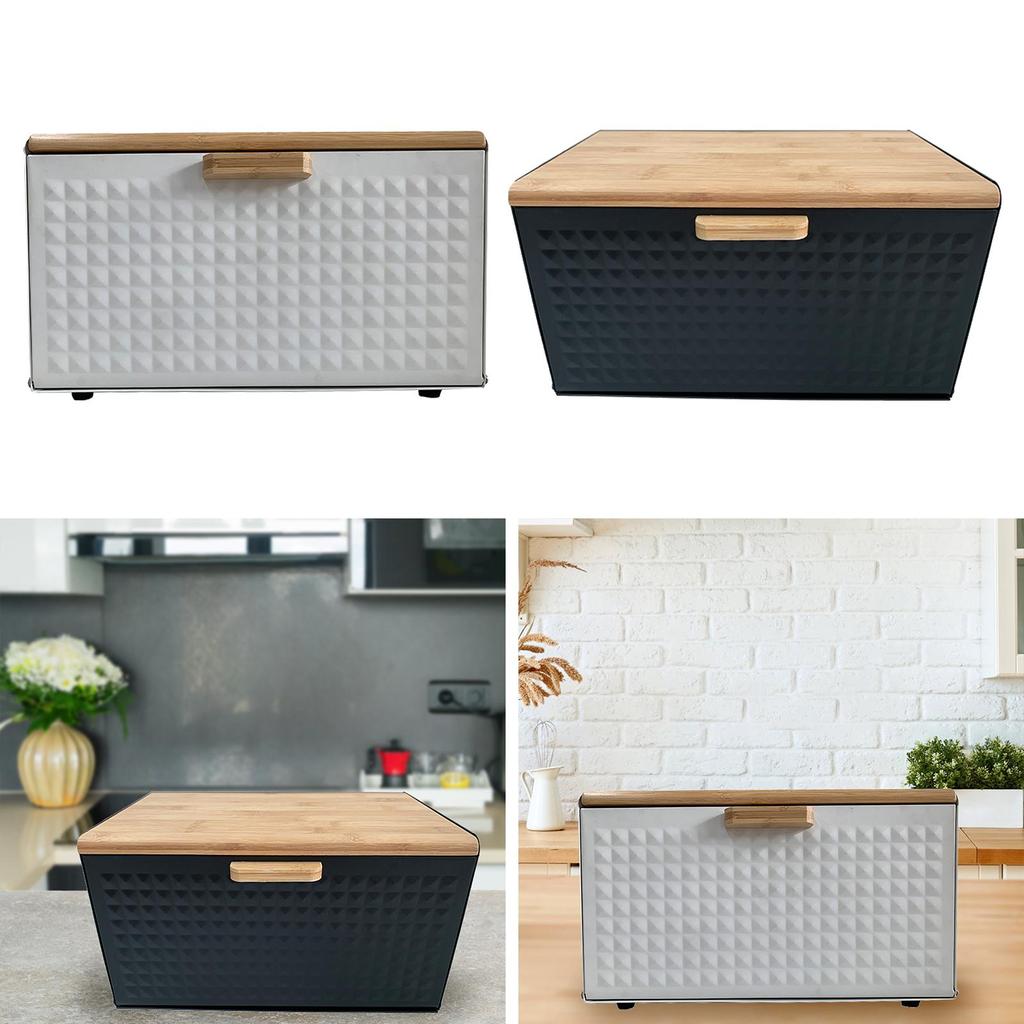Bread Bin with Bamboo Lid for Home Baked Goods