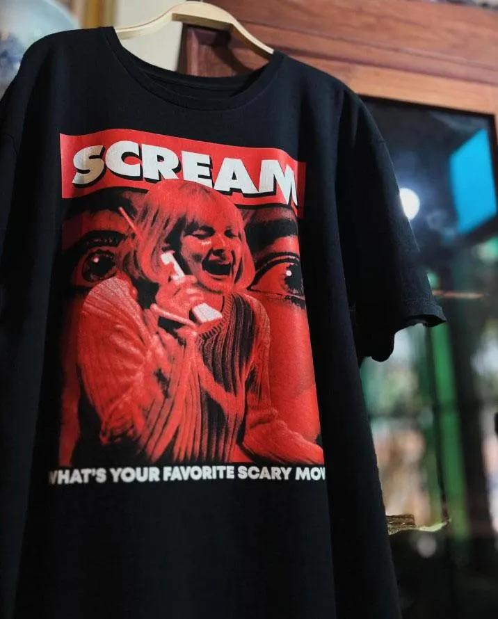 Винтажная футболка из фильма «Крик» Хэллоуин Хоррор Футболка Футболка из фильма ужасов Нет, это ты положи трубку Футболка из фильма «Крик» Дизайн футболки Уэса Крэйвена S