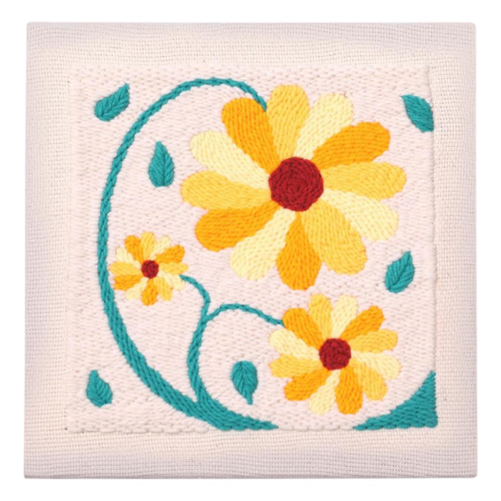 Complete Punch Needle Embroidery Kit DIY Craft Beginner Floral Animal Pattern Yarn Canvas Wall Art