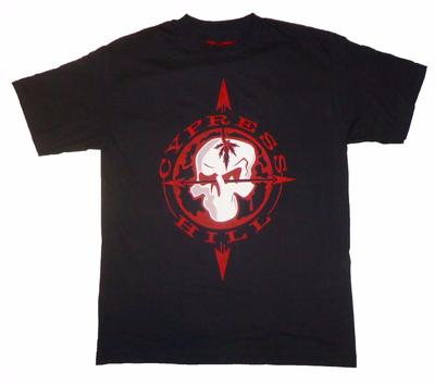 CYPRESS HILL Red Circle Skull Black Control Industry Merch Unisex T-shirt