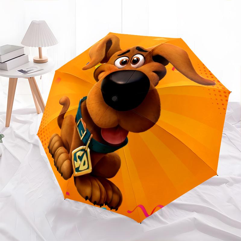 Courage the Cowardly Dog and Scooby-Doo  Pattern, Automatic Folding Umbrella, Portable and Foldable Design, 8 Ribs, a Christmas or Birthday Gift.