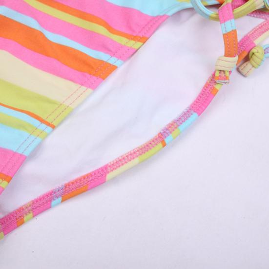 Women's Striped Triangle Top & Thong Set Sexy Halter Bikini Set String Swimwear Two Piece Swimsuits Cheeky Bathing Suit for Pool Beach