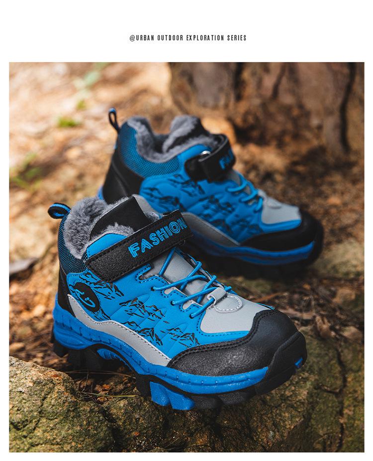 Boys' Fleece-Lined Snow Boots with Steel Claws for Older Children - Thick, Warm Cotton Shoes for Winter Outdoor Use