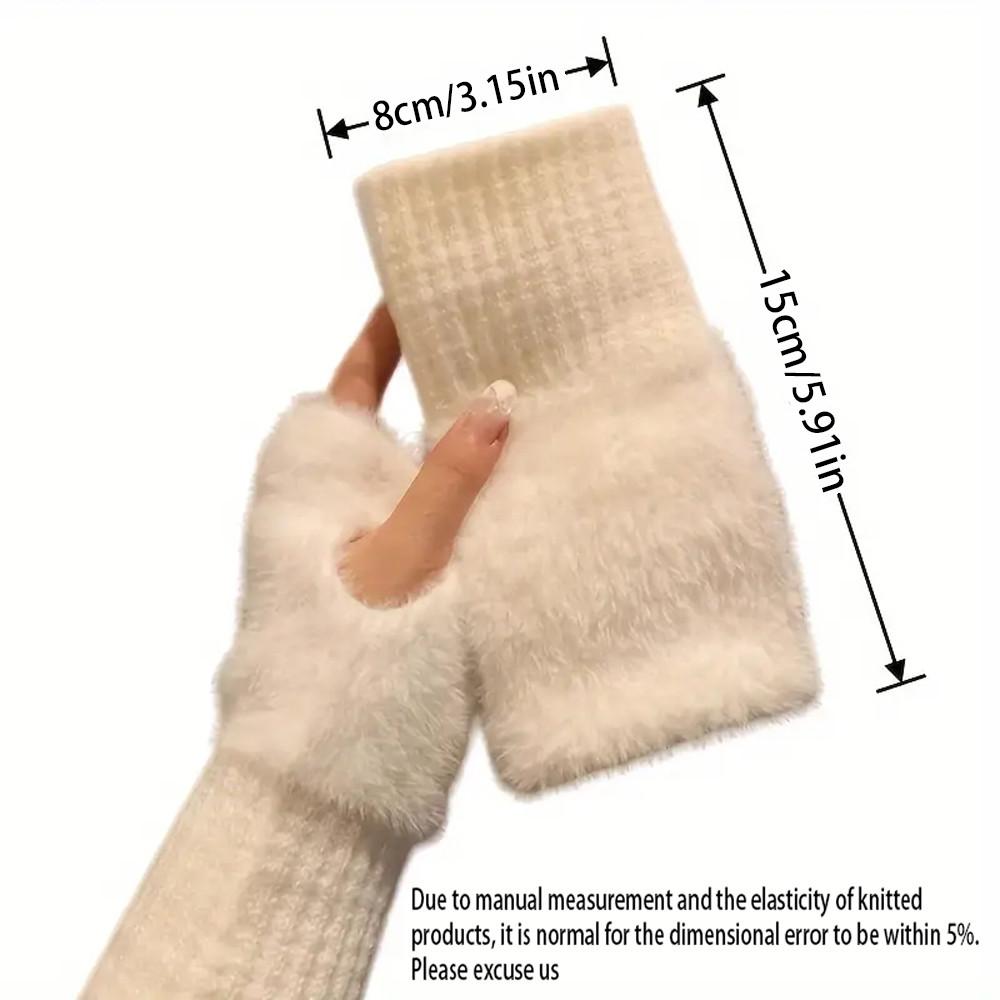Xiaomi 1pair/2pcs Winter Women Plush Gloves, Windproof and Warm, Convenient for Indoor Work,Writing, Fashionable Daily Commuting Items