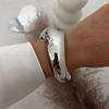 Gold Color Hip Hop Metal Irregular Spring Bangles Punk Wide Cuff Geometric Bracelets Couple Women Men Emo Party Jewelry