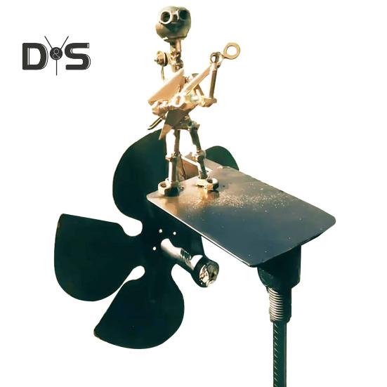 Moară de vânt metalică cu acționare manuală, chitarist, figurină Steampunk, decor de artă pentru curte, grădină și terasă