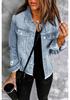 Women's Denim Lapel Jacket - Washed and Ripped, Long Sleeve, Non-Stretch, 2025 Collection.