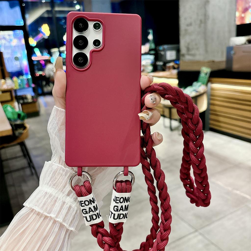 For Samsung Galaxy S25 Edge Soft Lanyard Phone Case S24 S23 FE S22 S21 Plus A56 A55 A36 A35 A16 A17 A07 Crossbody Silicone Cover