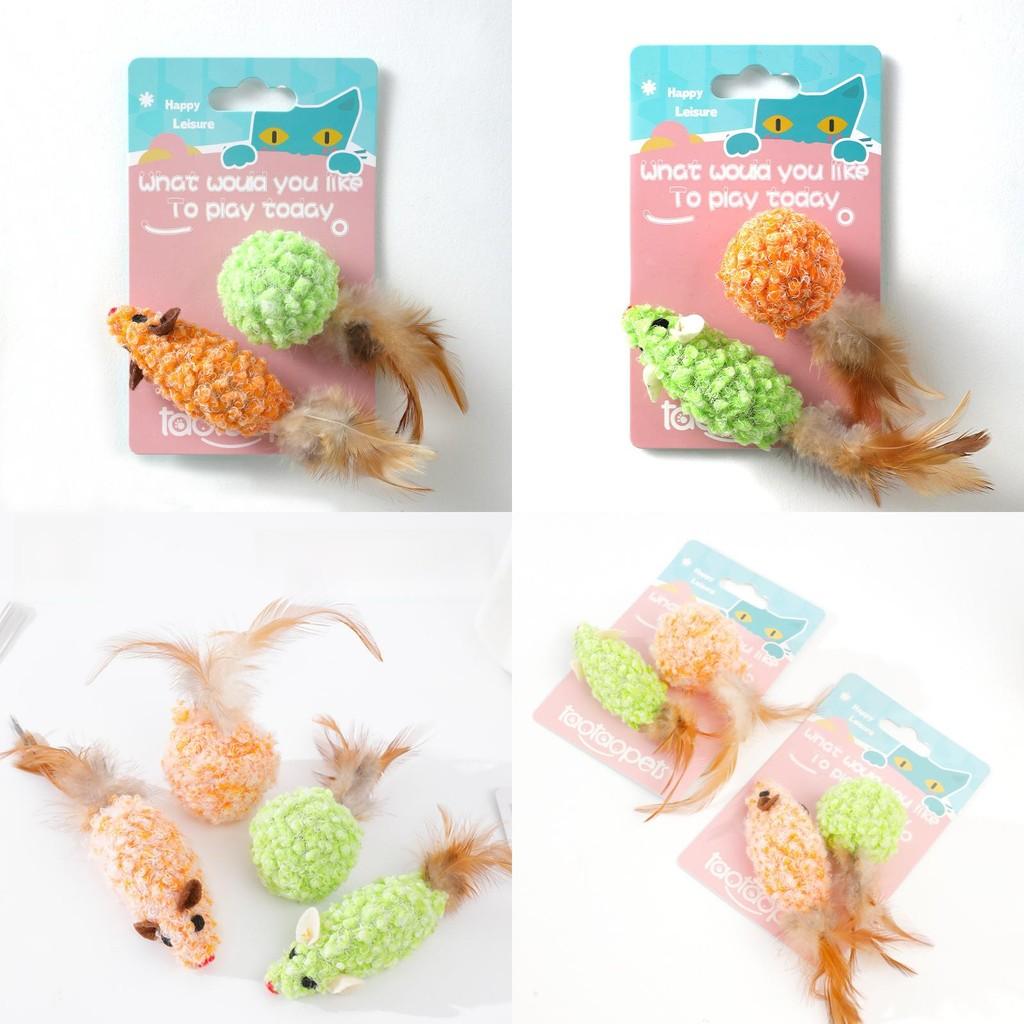 Cat Toys Collection Featuring Feather Mice And Rattling Balls For Fun And Exercise